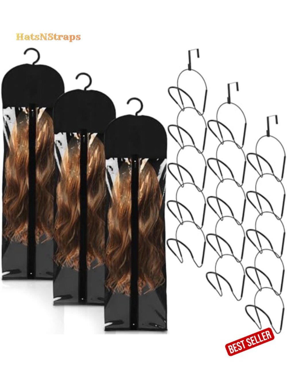 3 Pack Wig Storage Bags Waterproof Non-woven Fabric Organizer Hangers
